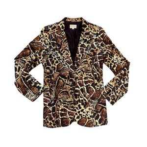 Vtg Cache Animal leopard‎ print sequin 1 button blazer jacket 12